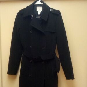 H&M Women's Black Trench Coat | Size XS | ~39" Length